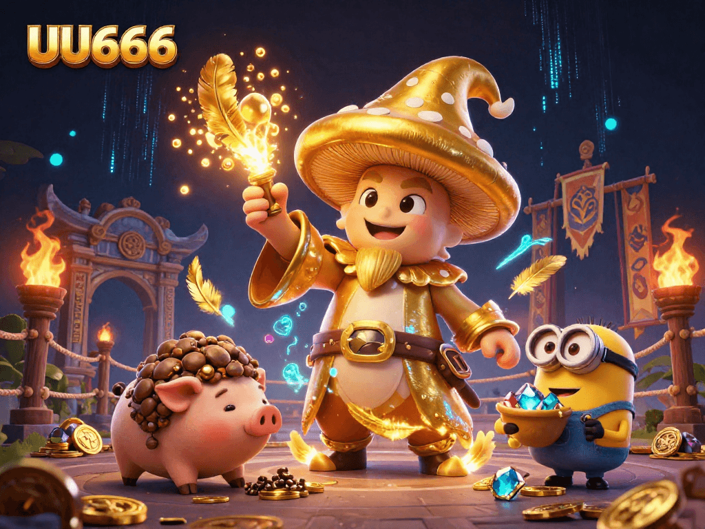 Experience the thrilling magic of UU666, where golden treasures and vibrant casino elements come alive.