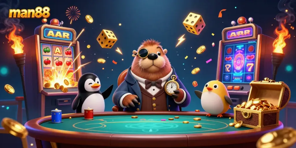 Experience winning moments at man88 with vibrant gaming characters and dynamic slot machines.