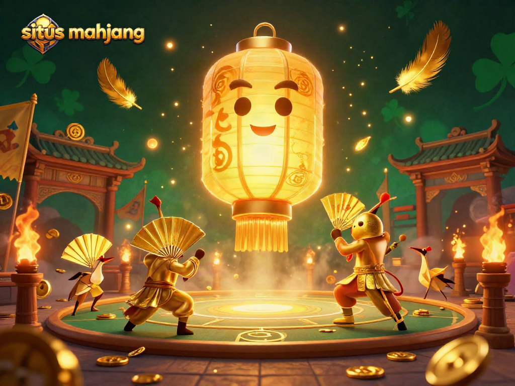 Engage in situs mahjong gameplay, surrounded by vibrant casino elements and mystical symbols.