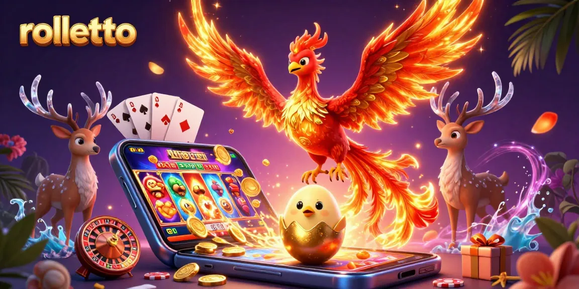 Experience rolletto's vibrant casino world with a phoenix and dynamic gaming elements