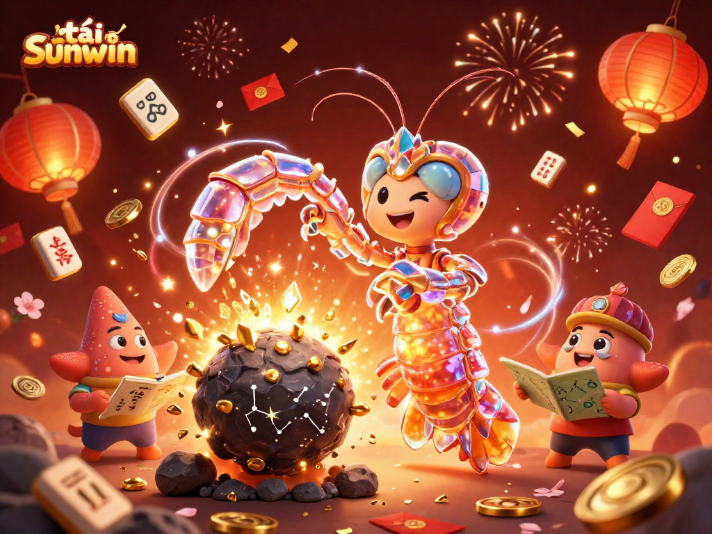 Engage with the exciting world of tải sunwin through a vibrant illustration of a mantis shrimp character.