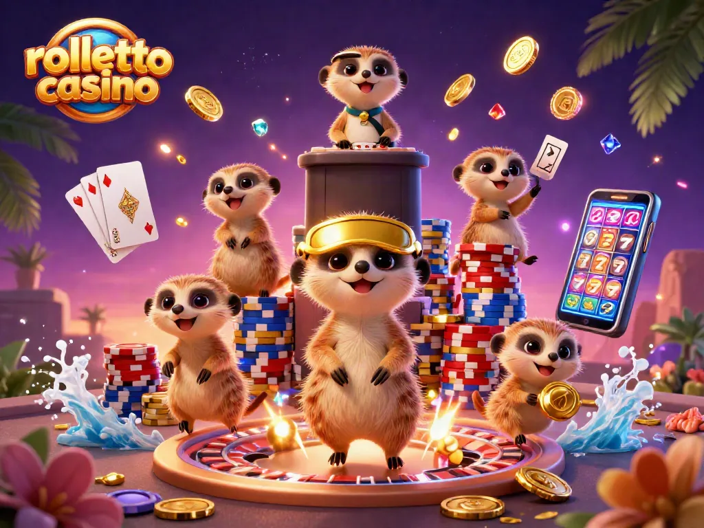 Experience the excitement at rolletto casino with meerkat characters engaging in thrilling games and vibrant winnings.