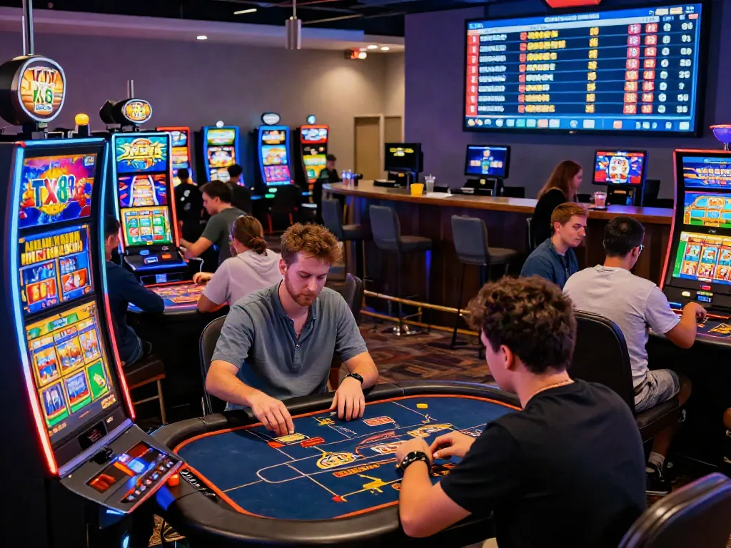 Diverse players enjoying various casino games at TX88, showcasing excitement and community.