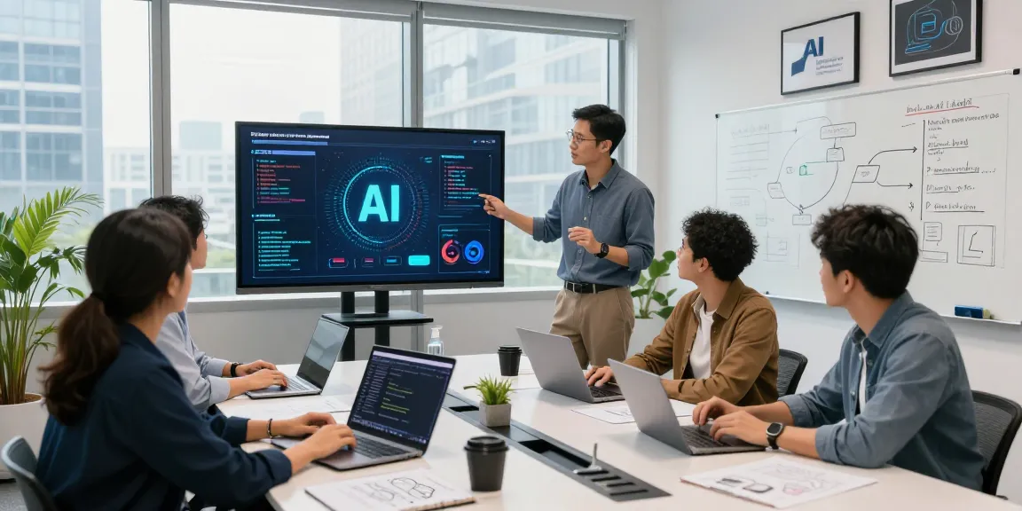 Diverse team collaborating at a tech startup about AI startups 2026, showcasing vibrant innovation.
